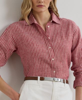 Petite Relaxed-Fit Striped Linen Shirt