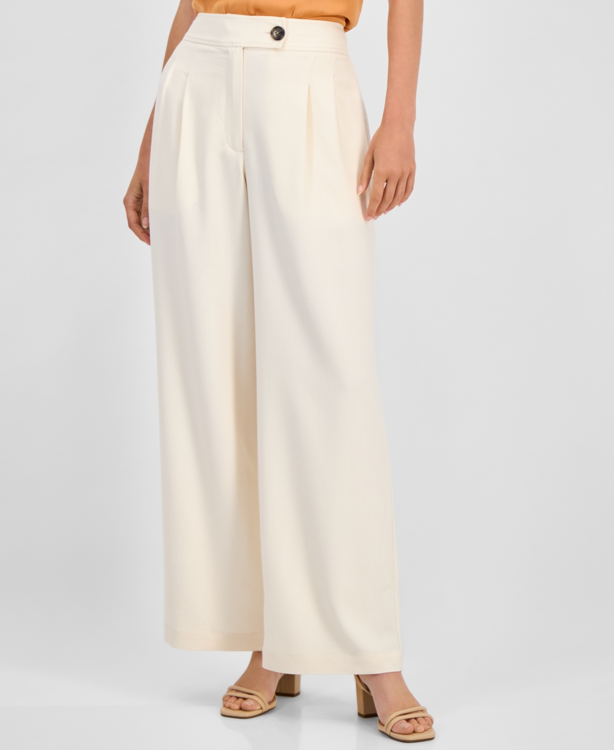T Tahari Women's Pleated Wide-leg Pants In Brown