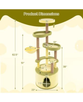 Large Avocado Cat Tree Multi-level Cat Tower with Private Condo