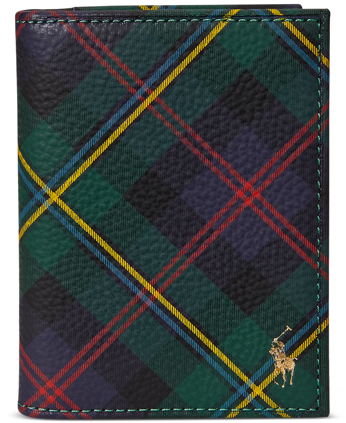 Polo Ralph Lauren Men's Plaid Leather Folded Card Case In Multi