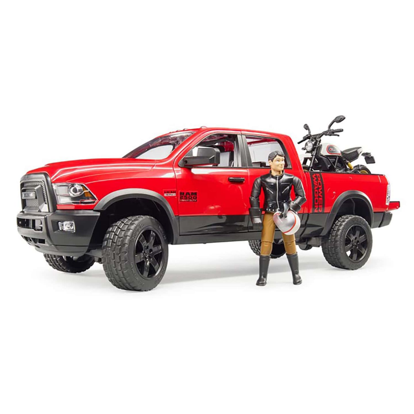 Детские игрушки Bruder 1/16 Scale Power Wagon with Ducati Scrambler Desert Sled and Driver Toy Vehicle Set — фото 3