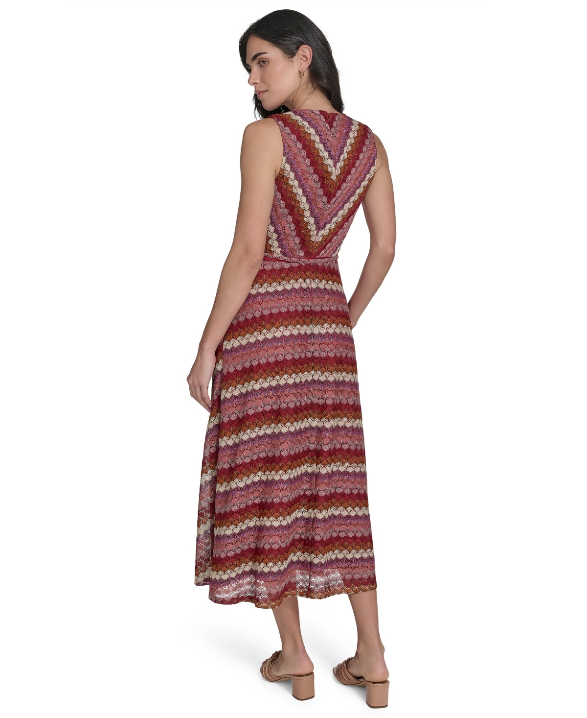Jessica Howard Petite Sleeveless Lace Midi Dress In Pink