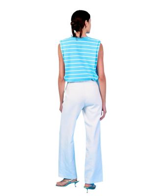 Women's Stripe Sleeveless Pleated Knit Top