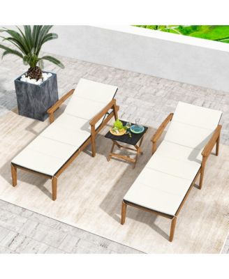 Outdoor Chaise Lounge Chair w/ Armrests & 4-Level Backrest Adjustment