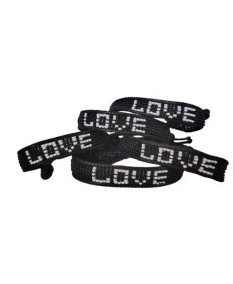Black & White Love Beaded Bracelet – Handmade with Purpose