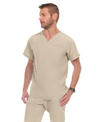 Men's Men Scrubs Set - Stretch V-Neck Scrub Top with 7-Pocket Pants Workwear Wine Large