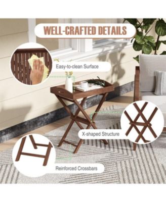 Tray Table with Removable Tray Top for Convenient Serving and Versatile Use on Patio and in Garden