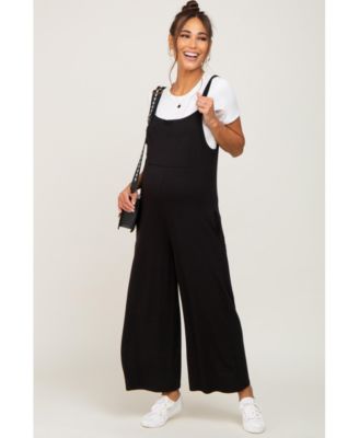 Maternity Black Sleeveless Pocketed Wide Leg Jumpsuit