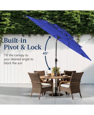 10ft 3-Tier Patio Umbrella, Market Sun Shade w/ Tilt Adjustment, Easy Crank