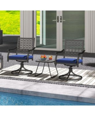 2 Pieces Outdoor Swivel Chairs Patio Dining Chairs with Padded Cushions