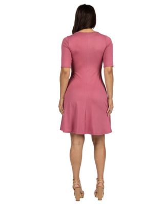 24seven Comfort Petite Apparel A Line Knee Length Dress Elbow Length Sleeves