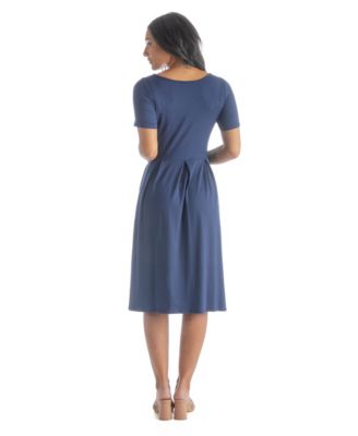 Petite Midi Dress with Short Sleeves and Pocket Detail
