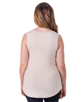 Petite V-Neck Tunic Tank Top with Round Hemline