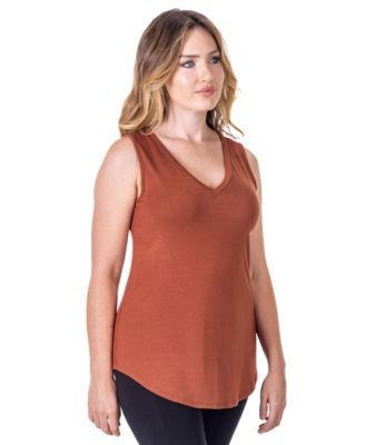 Petite V-Neck Tunic Tank Top with Round Hemline