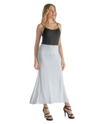 Petite Elastic Waist Solid Color Maxi Skirt