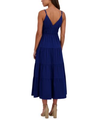 Women's Cotton-Blend Spaghetti-Strap Tiered Maxi Dress