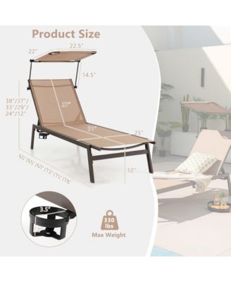 6-Position Recliner Lounge Outdoor Adjustable Reclining Chair Poolside