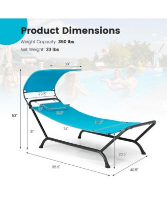 Chaise Lounge Bed with Detachable Sunshade Canopy Hammock and Rustproof Metal Stand