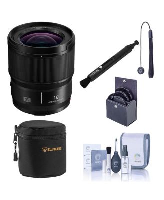LUMIX S 18mm f/1.8 Lens, Bundle with Small Lens Case, 67mm Filter Kit, Lens Pen Lens Cleaner, Cleaning Kit and Lens Cap Tether