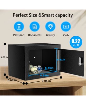 Steel Safe Box with Key Lock, 0.23 Cu Ft Security Lock Box &amp;#x2013; Small Hidden Safe for Cash and Jewelry