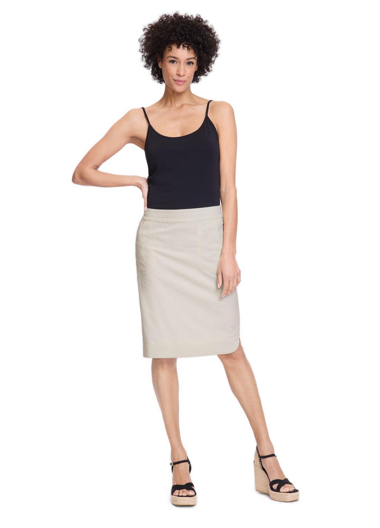 Женская юбка Olsen Linen Blend Pull-On, цвет: Холщовый бежевый — фото 5
