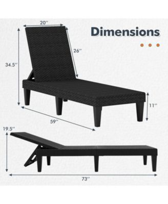 Rattan Textured PP Surface Waterproof Outdoor Chaise Lounger Chair