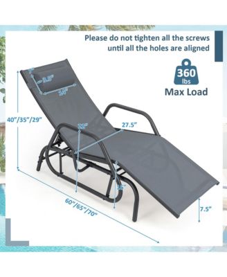 Patio Chaise Lounge Glider Recliner Chair Adjustable Sturdy Metal Frame Outdoor