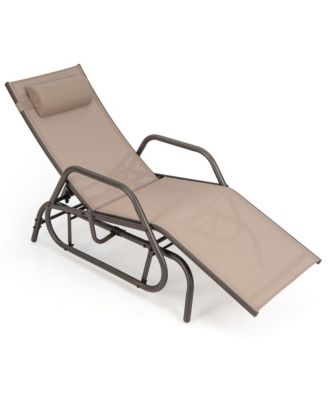 Patio Chaise Lounge Glider Recliner Chair Adjustable Sturdy Metal Frame Outdoor