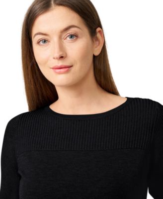 Women's Petite Boat Neck Long-Sleeve Sweater