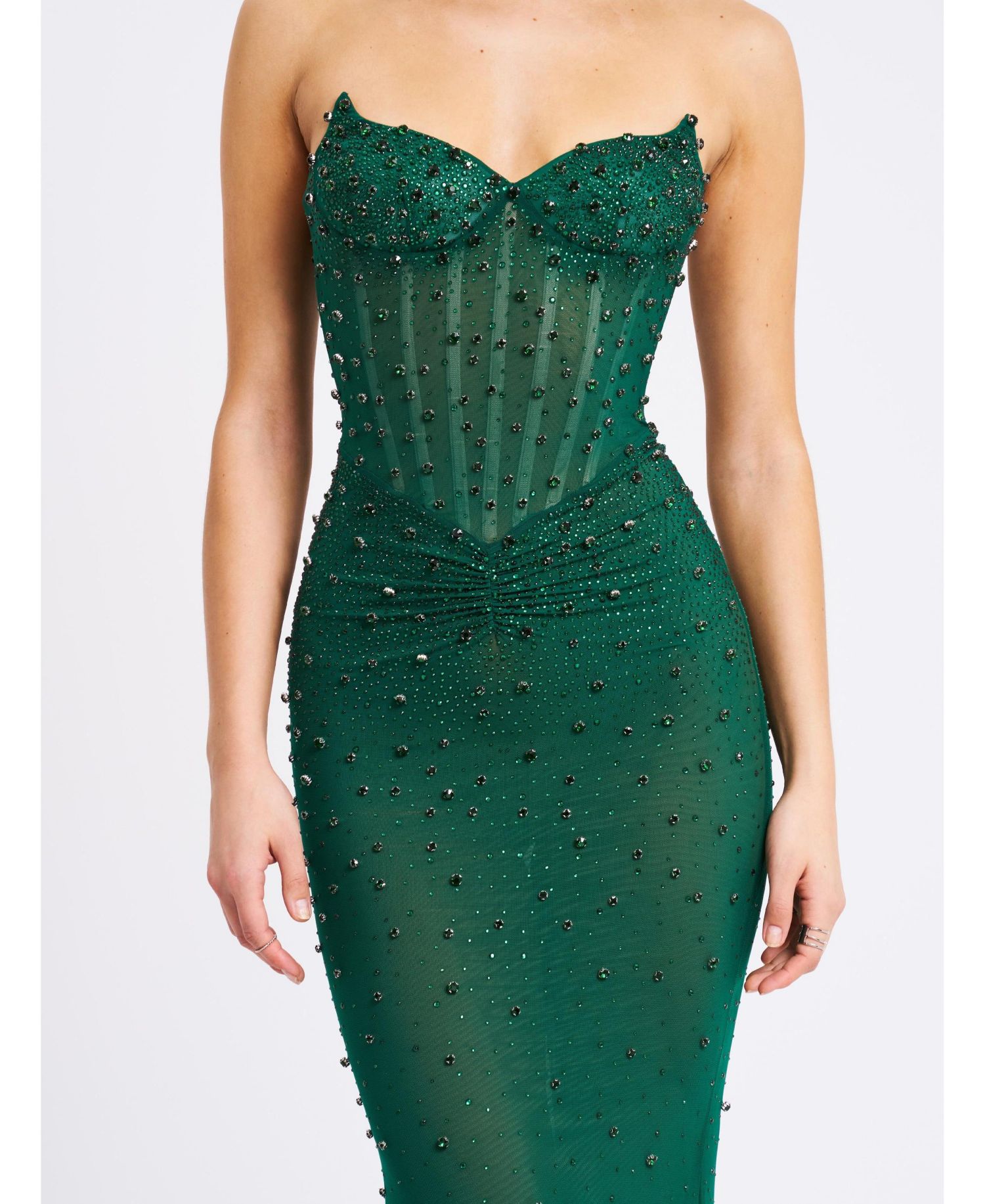 Women's Fatima Green Crystal Sleeveless Corset Mermaid Maxi Dress