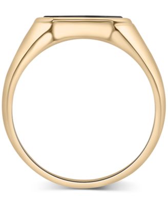 Men's 14k Gold Onyx Octagon Polished Ridged Ring