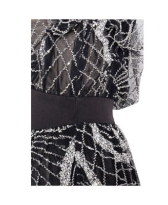 Women's Rachelle Black Embroidered Mesh Mini Shirt Dress