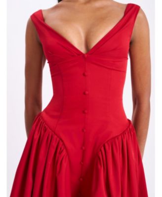 Miss Circle Women's Nahla Red Drop Waist Midi Dress with
