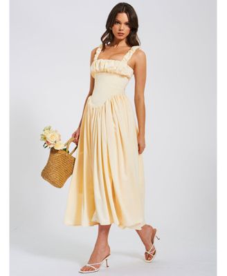 Women's Noreen Egg White Satin Drop Waist Maxi Sundress