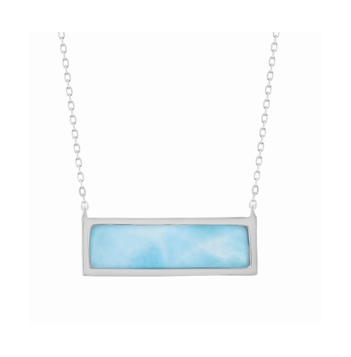 Sterling Silver Rectangle Larimar Necklace - Blue