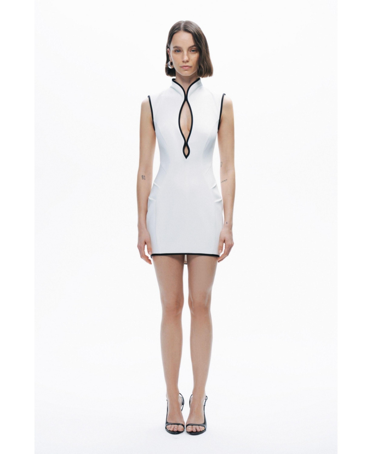 Women's Japanese Cut Mini Dress - Open white