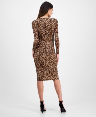 Women's Animal Print Long-Sleeve Sheath Dress