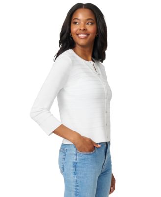 Petite Textured-Stripe Cardigan Sweater