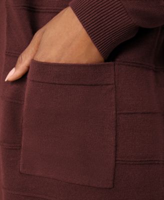 Petite Textured-Stripe Open-Front Cardigan Sweater