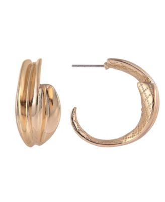 Gold Tone Post Hoop Earrings