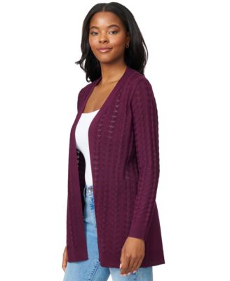 Women's Pointelle Open-Front Cardigan 