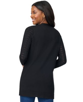 Petite Pointelle Open-Front Cardigan Sweater