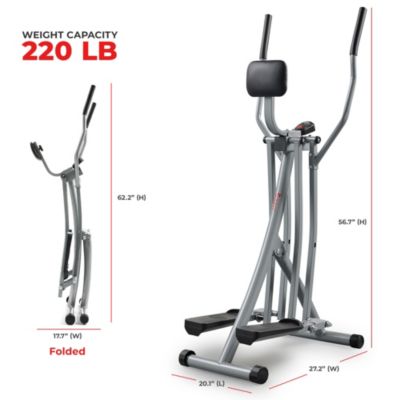 Air Walker Lightweight Manual Elliptical, Low-Impact 30-Inch Stride Glider Machine, Free SunnyFit App w/ Bluetooth