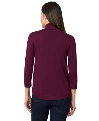 Petite Mock Neck Asymmetric-Zip Sweater