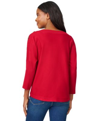 Petite Button-Trim Dolman-Sleeve Sweater