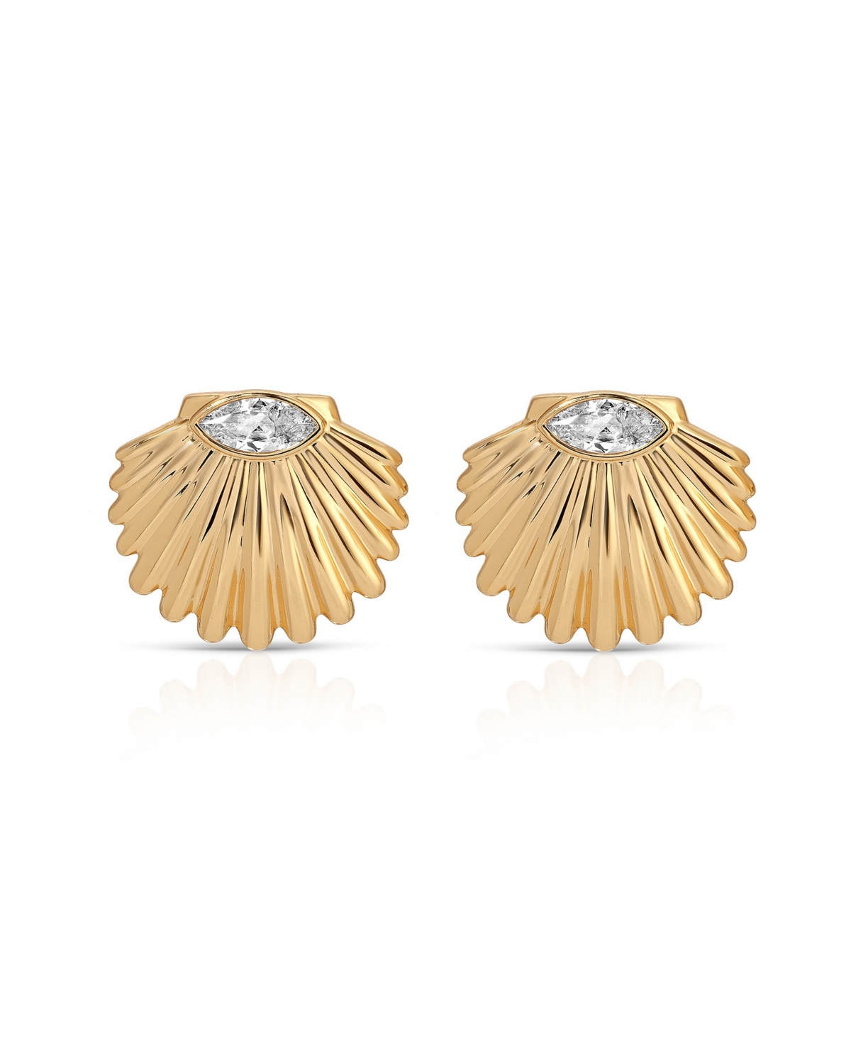 Santorini Shell Stud Earrings - Silver