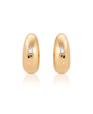 Oval Dome Baguette Hoop Earrings