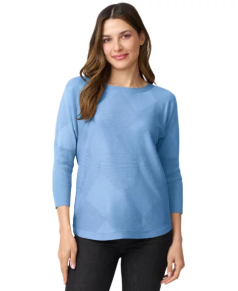 Petite Diamond-Knit Dolman-Sleeve Sweater - Quiet Harbor