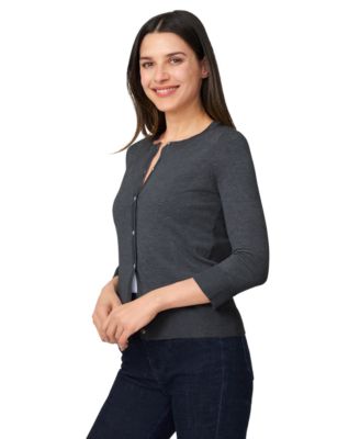 Petite Crewneck 3/4-Sleeve Cardigan Sweater