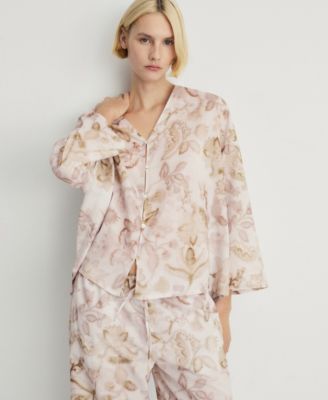 MANGO - Women's Floral Detail Pajama Top